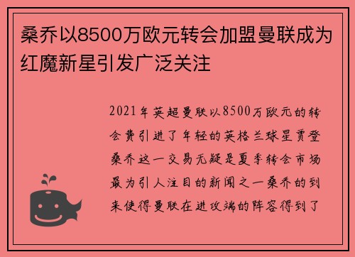 桑乔以8500万欧元转会加盟曼联成为红魔新星引发广泛关注 桑乔以8500万欧元转会加盟曼联成为红魔新星引发广泛关注